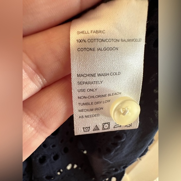 ANTHROPOLOGIE Isabella Sinclair S Navy Off Shoulder Eyelet Bell Sleeves ROMANTIC - Picture 10 of 13